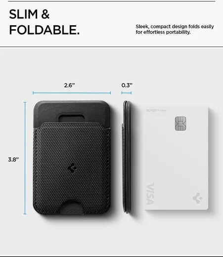 Spigen Slim Fold Tripod Wallet MagSafe Pasjeshouder 1 Pasje Zwart afbeelding 9