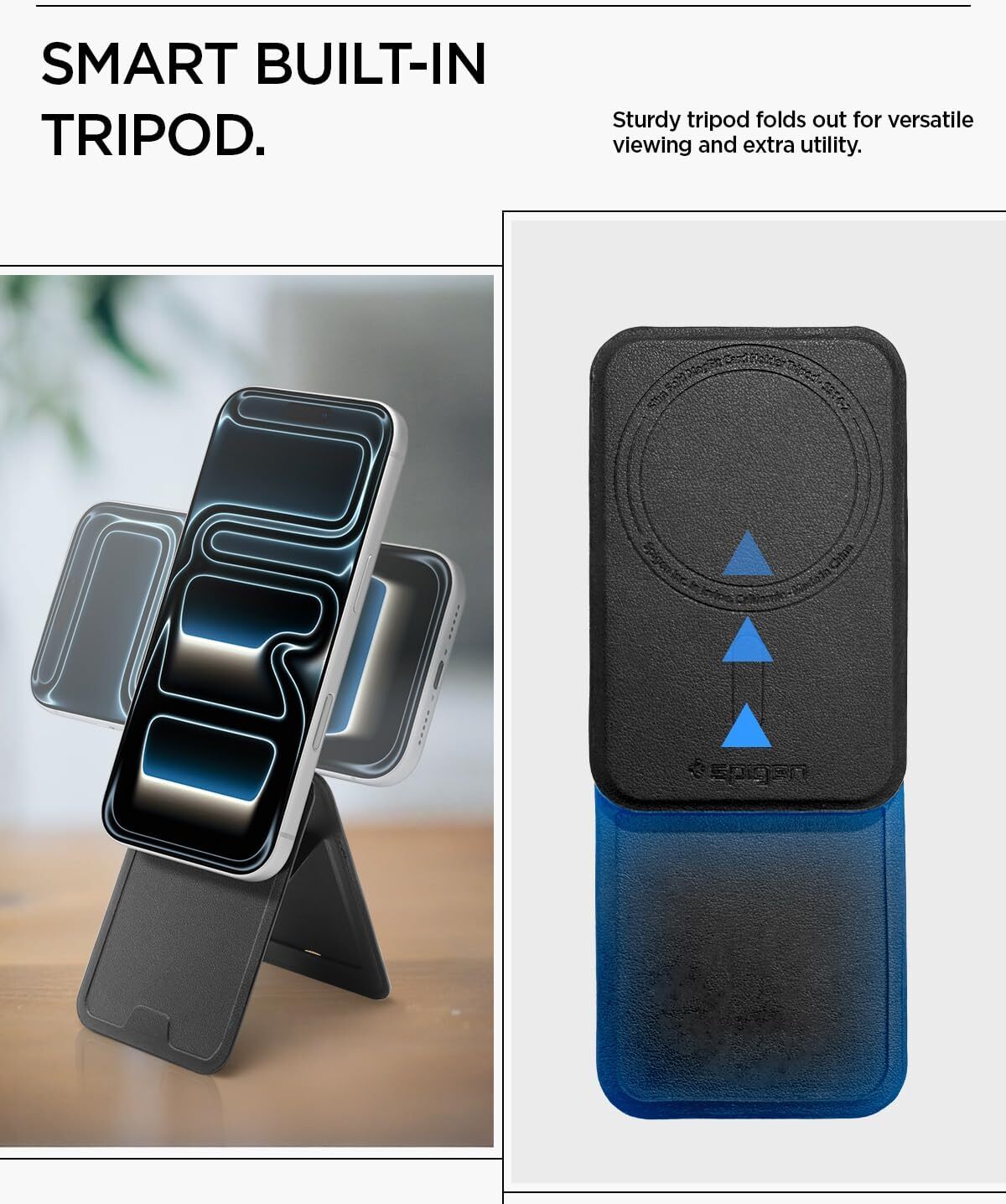 Spigen Slim Fold Tripod Wallet MagSafe Pasjeshouder 1 Pasje Zwart afbeelding 6
