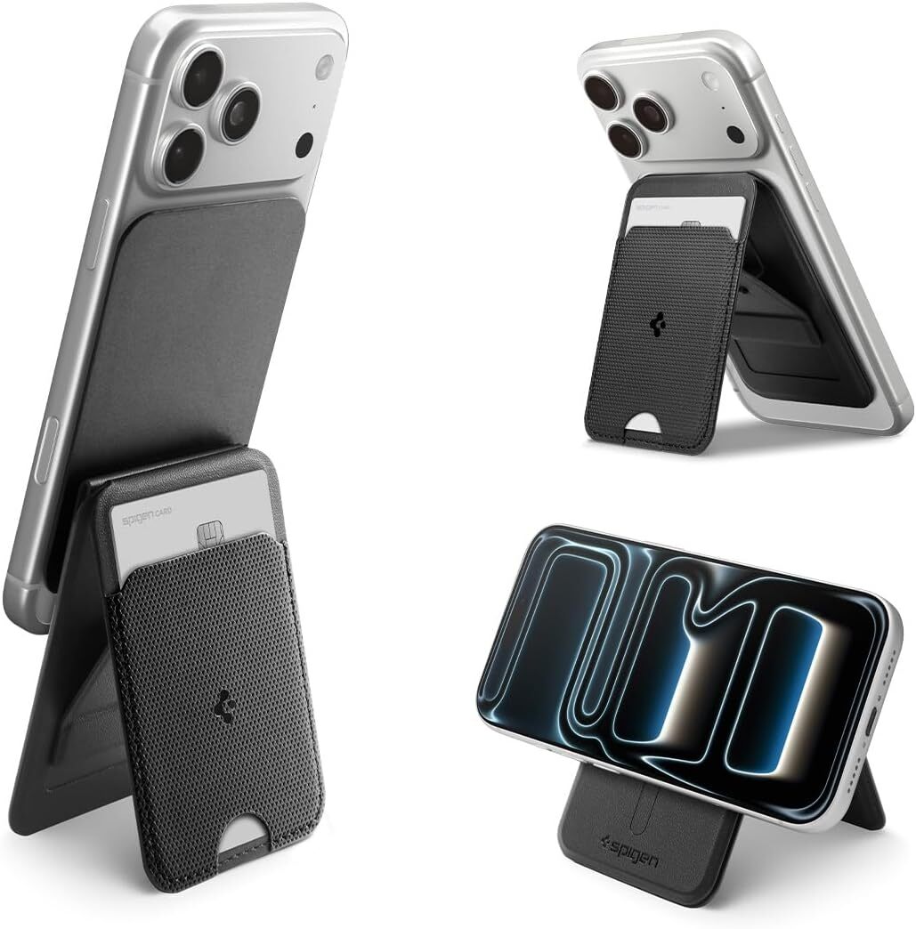 Spigen Slim Fold Tripod Wallet MagSafe Pasjeshouder 1 Pasje Zwart afbeelding 1