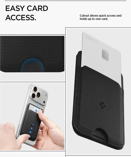 Spigen Slim Fold Stand Wallet MagSafe Pasjeshouder Zwart 1 Pasje afbeelding 6