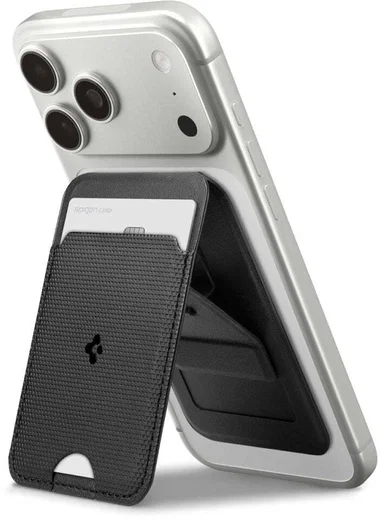 Spigen Slim Fold Stand Wallet MagSafe Pasjeshouder Zwart 1 Pasje afbeelding 1