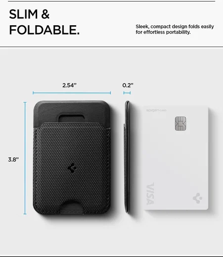 Spigen Slim Fold Stand Wallet MagSafe Pasjeshouder Zwart 1 Pasje afbeelding 7