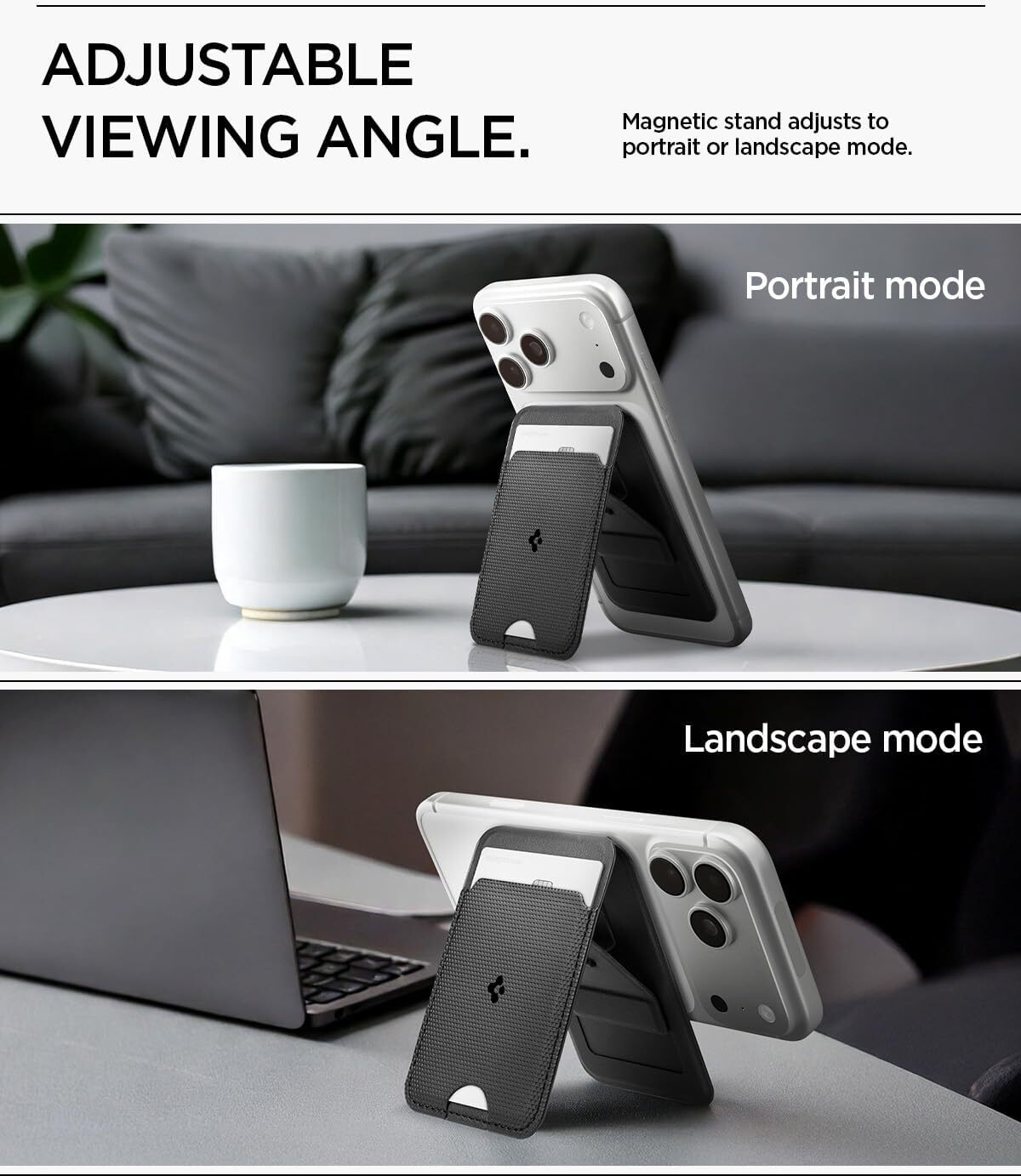 Spigen Slim Fold Stand Wallet MagSafe Pasjeshouder Zwart 1 Pasje afbeelding 4