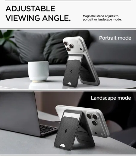 Spigen Slim Fold Stand Wallet MagSafe Pasjeshouder Zwart 1 Pasje afbeelding 4