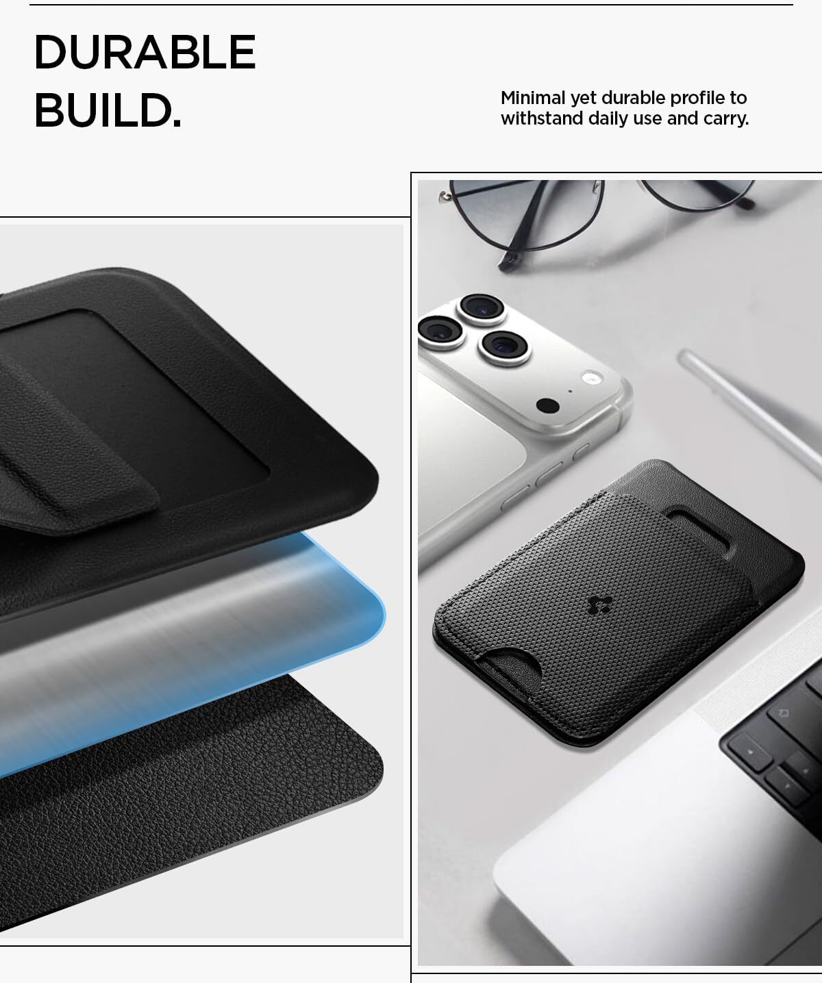 Spigen Slim Fold Stand Wallet MagSafe Pasjeshouder Zwart 1 Pasje afbeelding 8