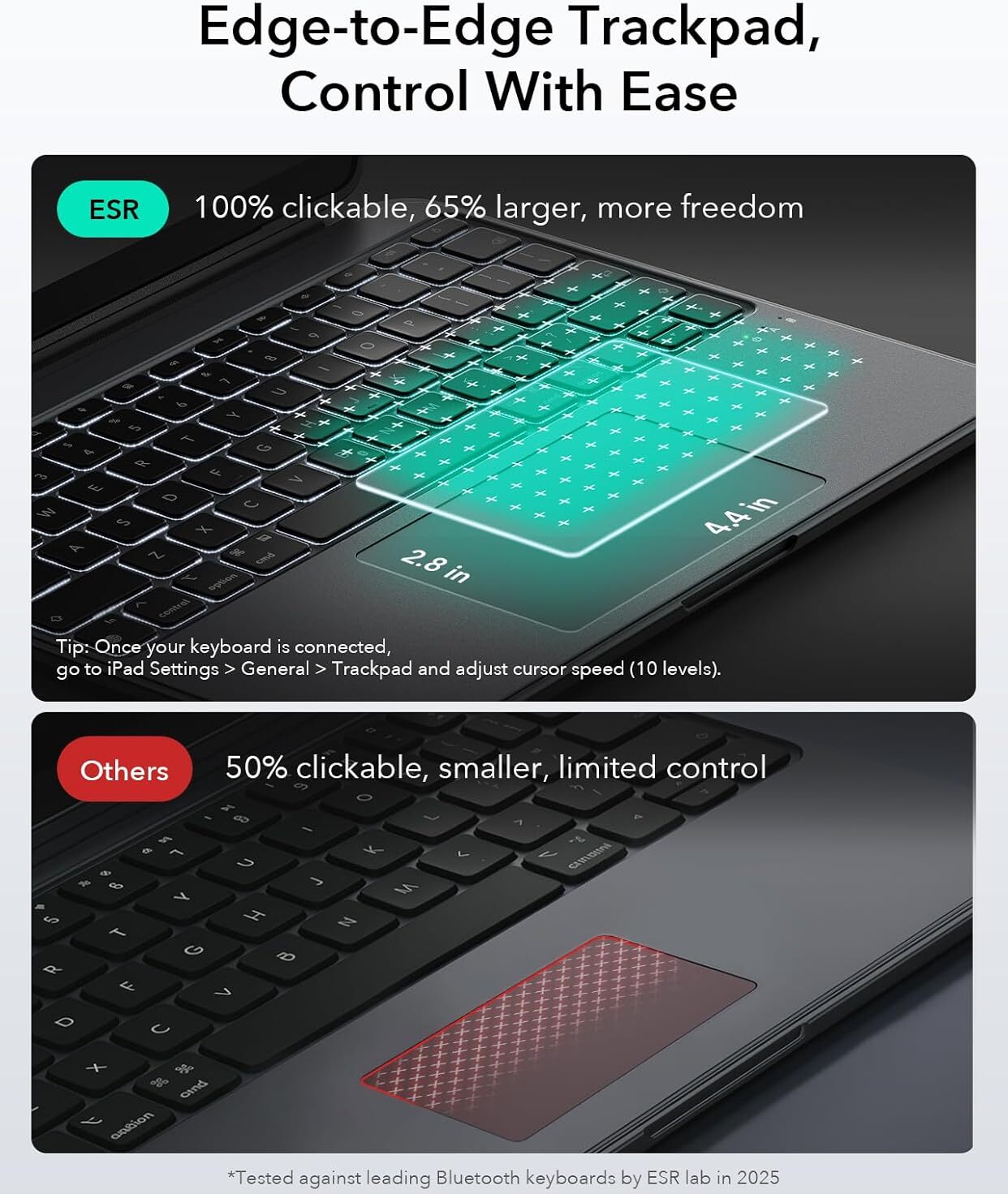 ESR Shift Apple iPad Pro 13 (2024/2025) Hoes met Magnetisch Toetsenbord Grijs afbeelding 6