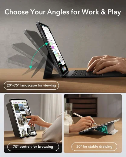 ESR Shift Apple iPad Pro 13 (2024/2025) Hoes met Magnetisch Toetsenbord Grijs afbeelding 5