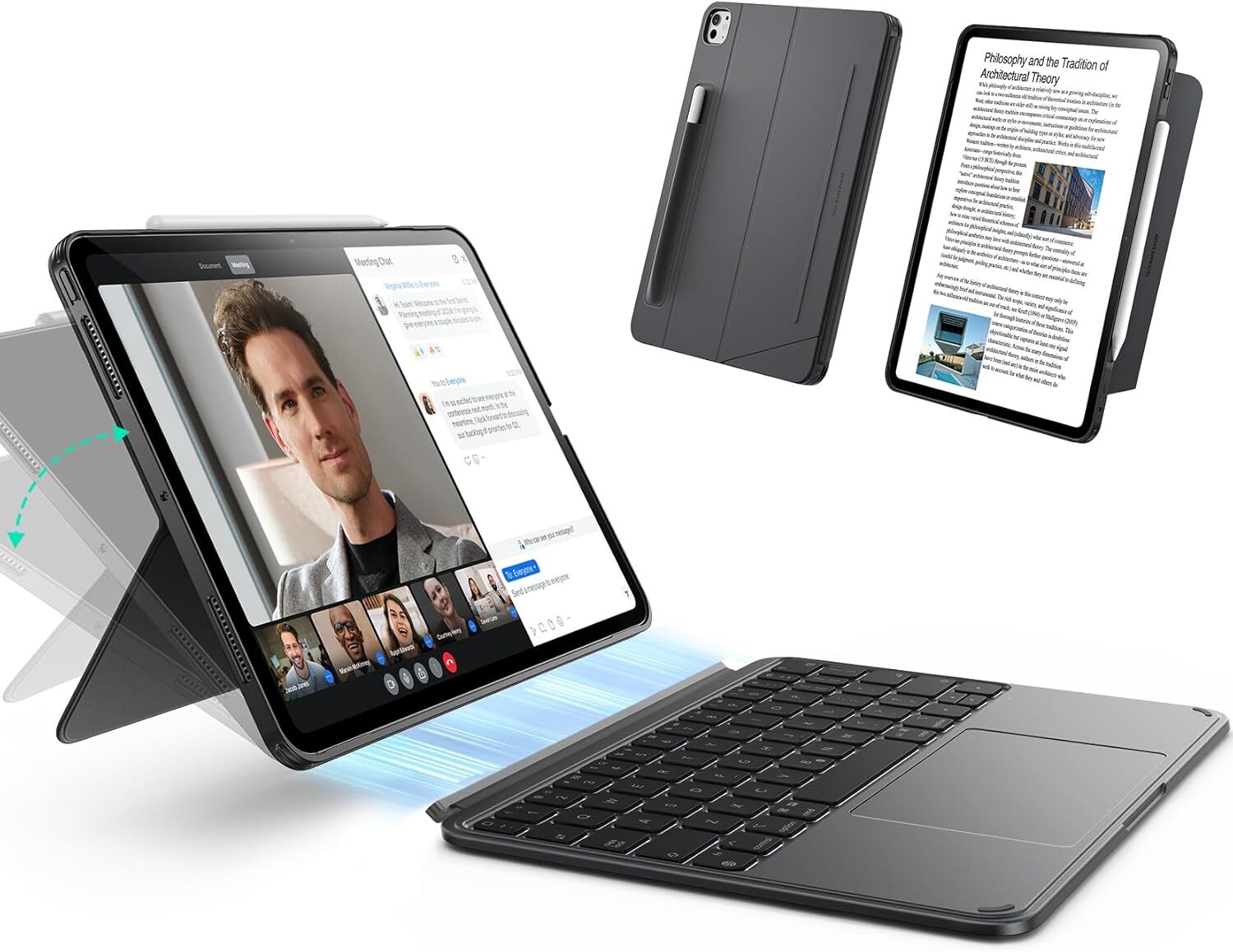 ESR Shift Apple iPad Pro 11 (2024/2025) Hoes met Magnetisch Toetsenbord Grijs afbeelding 1