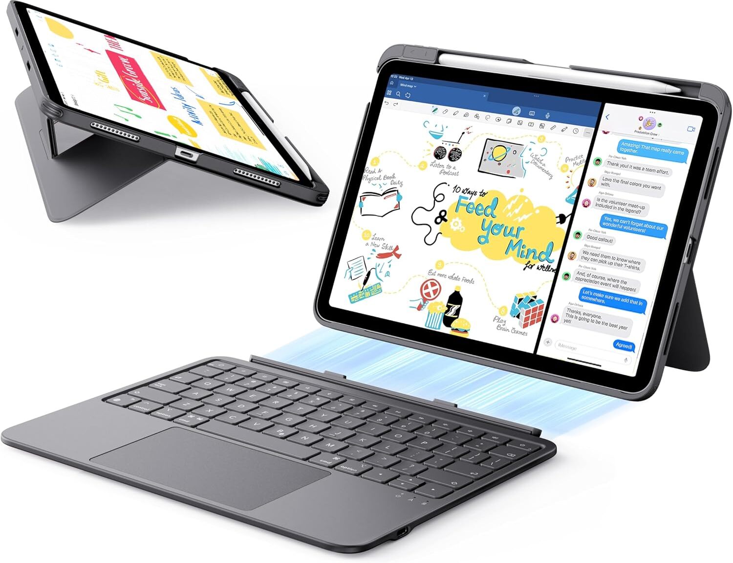 ESR Flex iPad Air 11 (24/25/26)/Air 10.9 (2022/2020) Hoes Met Toetsenbord Grijs afbeelding 1