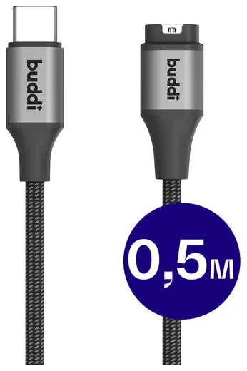 Buddi Flex Garmin Watch Kabel USB-C 0.5m Zwart afbeelding 1
