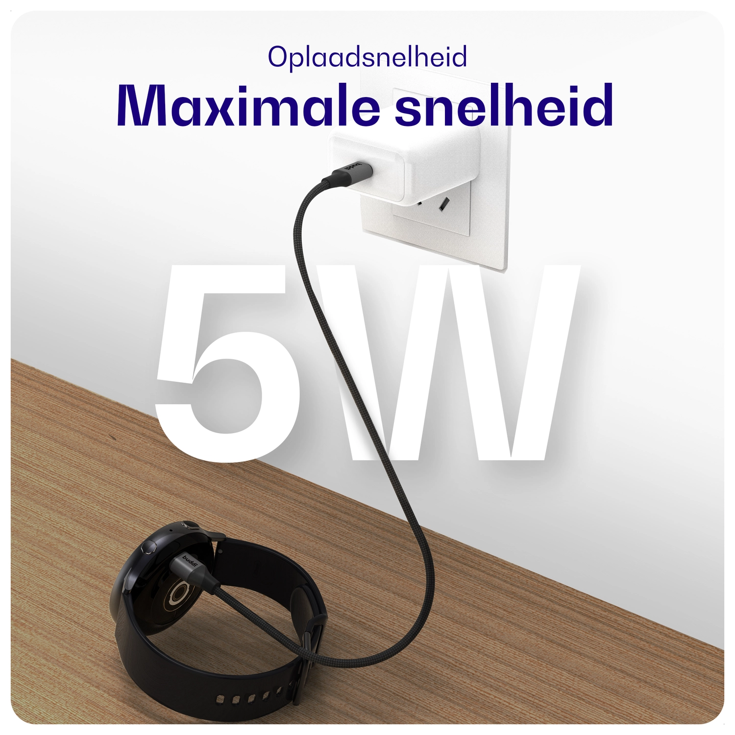 Buddi Flex Garmin Watch Kabel USB-C 0.5m Zwart afbeelding 2