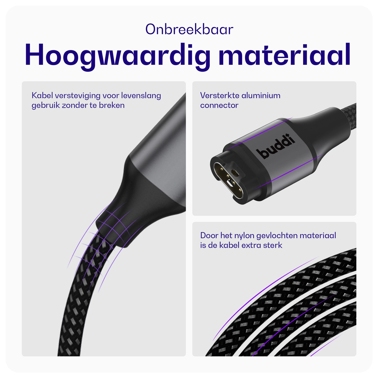 Buddi Flex Garmin Watch Kabel USB-C 0.5m Zwart afbeelding 4