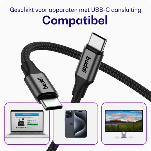 Buddi Flex USB-C naar USB-C 8K@60Hz Video Monitor Kabel 3M 20 Gbps afbeelding 9