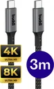 Buddi Flex USB-C naar USB-C 8K@60Hz Video Monitor Kabel 3M 20 Gbps