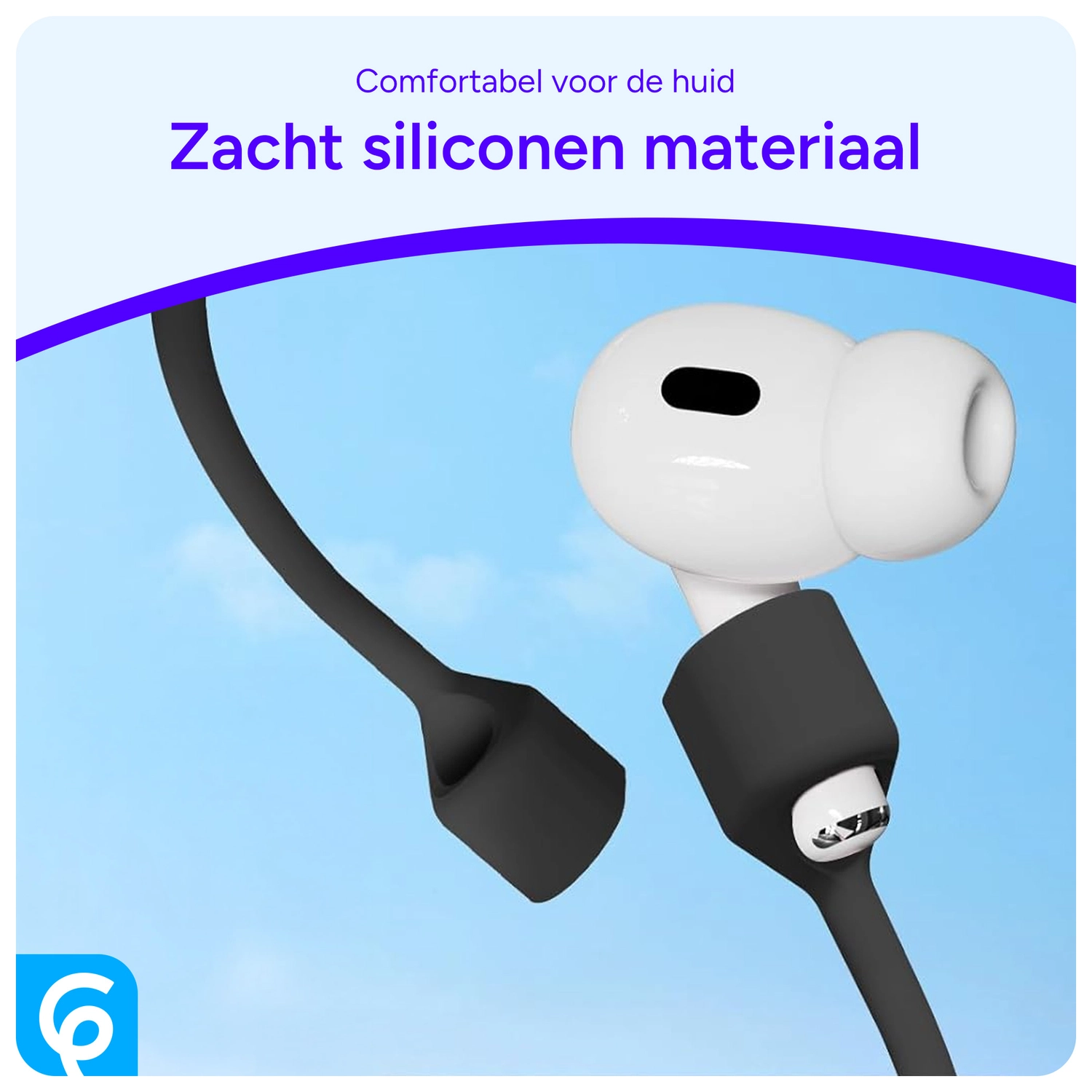 Magnetisch Oordopjes Koord - Siliconen Strap AirPods/AirPods Pro Zwart afbeelding 5