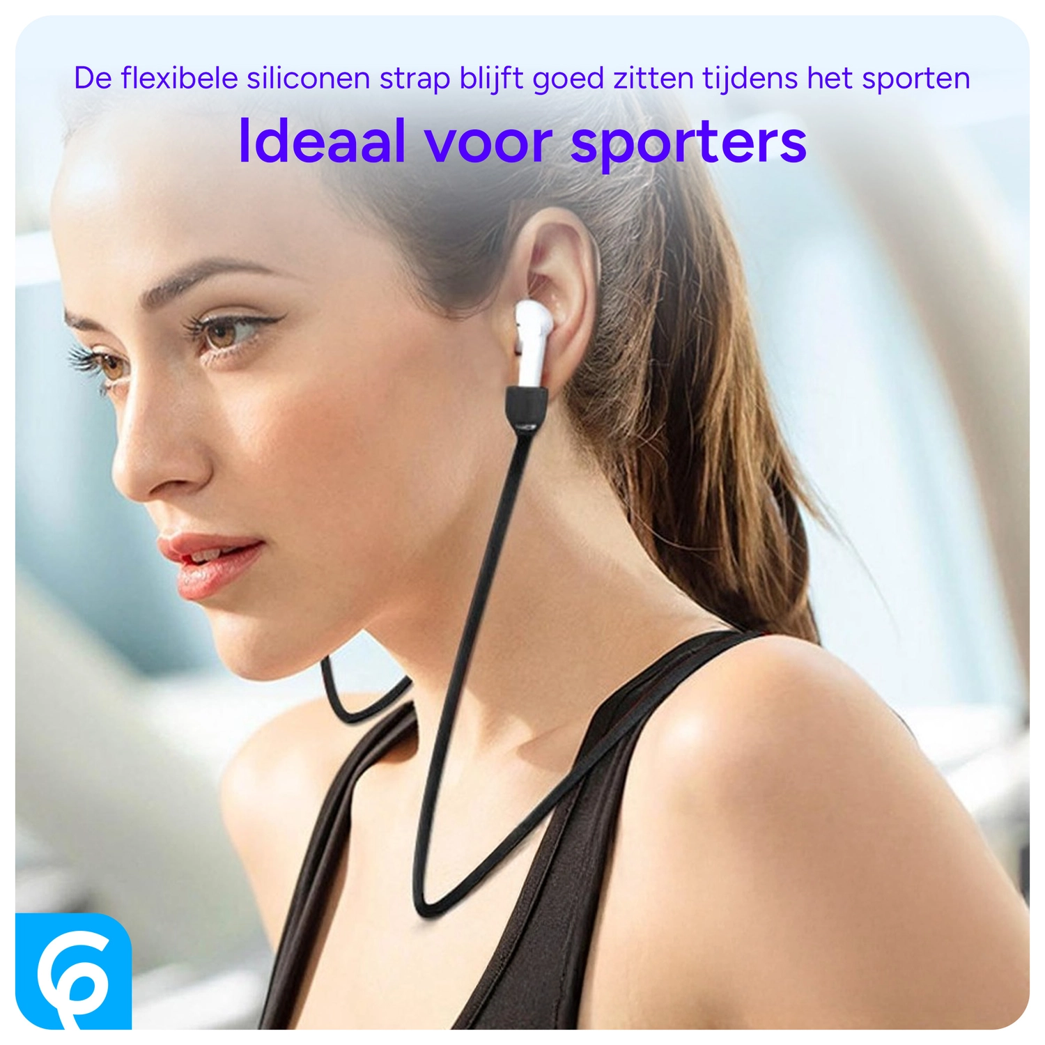 Magnetisch Oordopjes Koord - Siliconen Strap AirPods/AirPods Pro Zwart afbeelding 2