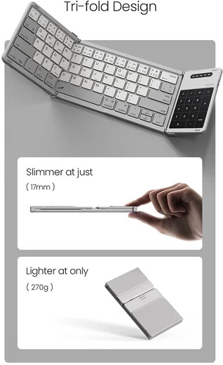 Nillkin Cube Opvouwbaar Bluetooth Toetsenbord met Touchpad Grijs afbeelding 17