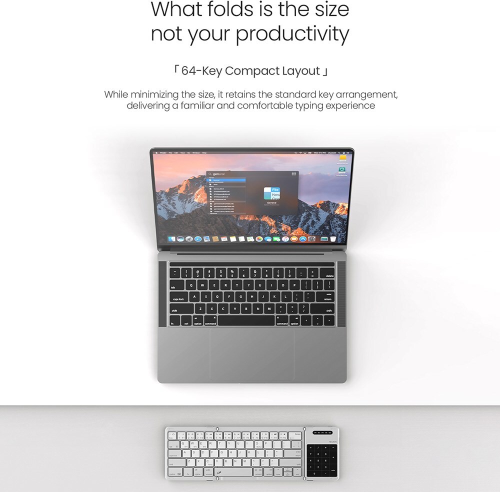 Nillkin Cube Opvouwbaar Bluetooth Toetsenbord met Touchpad Grijs afbeelding 18