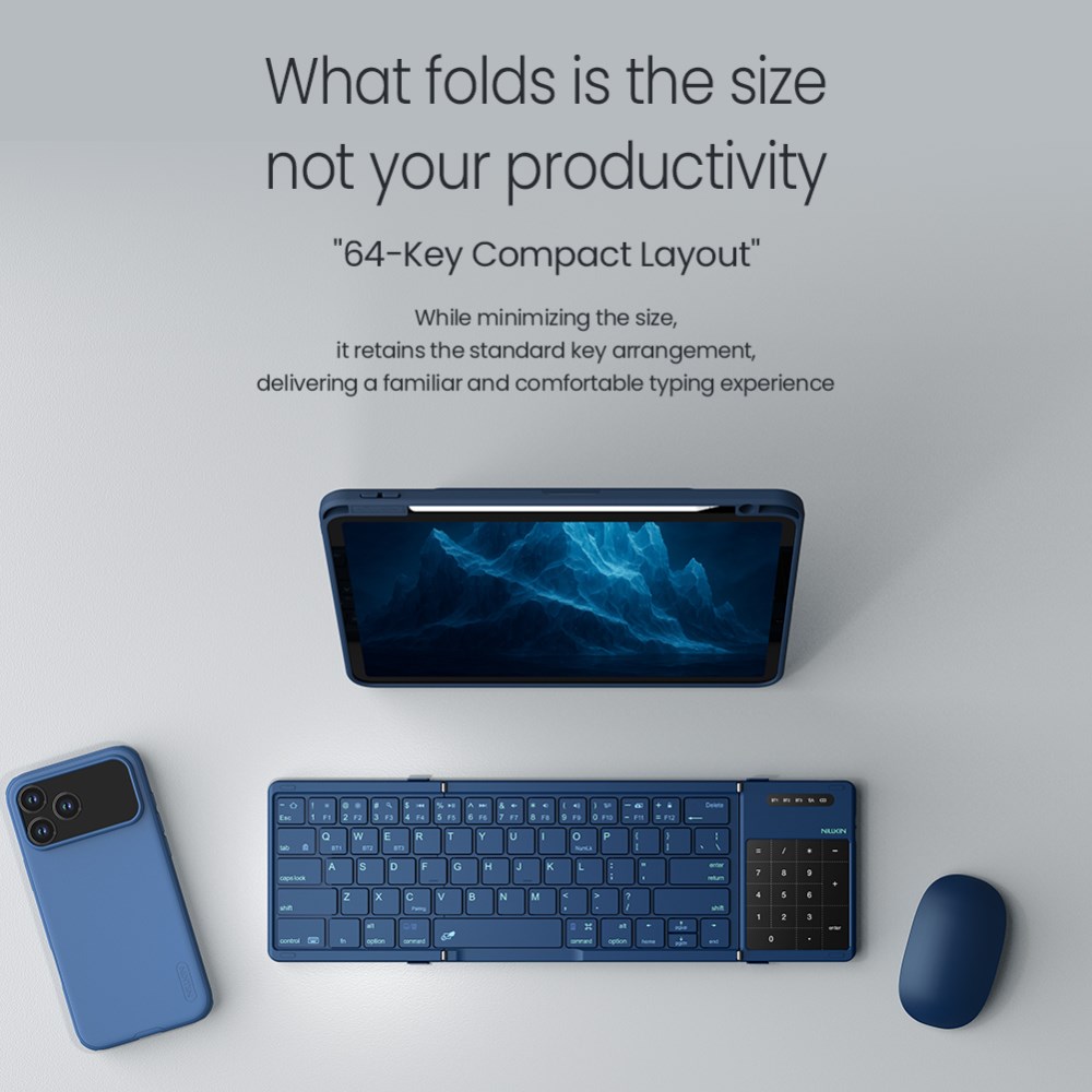 Nillkin Cube Opvouwbaar Bluetooth Toetsenbord met Touchpad Blauw afbeelding 18