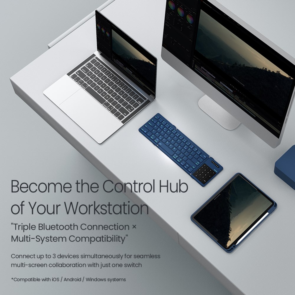 Nillkin Cube Opvouwbaar Bluetooth Toetsenbord met Touchpad Blauw afbeelding 20
