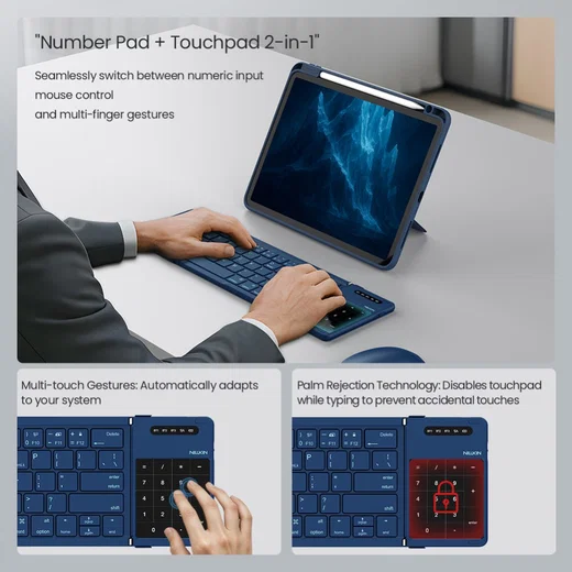 Nillkin Cube Opvouwbaar Bluetooth Toetsenbord met Touchpad Blauw afbeelding 19