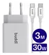 Buddi 30W USB-C & USB-A Oplader met Buddi Flex USB-C Kabel 3M Wit