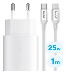 Originele Samsung 25W Power Adapter met Buddi Flex USB-C Kabel 1M Wit afbeelding