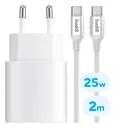 Originele Samsung 25W Power Adapter met Buddi Flex USB-C Kabel 2M Wit