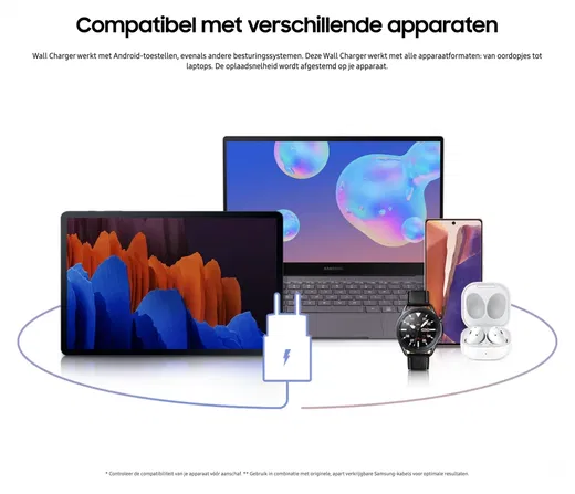 Originele Samsung 25W Power Adapter met Buddi Flex USB-C Kabel 2M Wit afbeelding 4