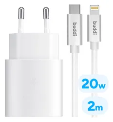 Originele Samsung Power Adapter met 20W Buddi Flex Lightning Kabel 2M Wit afbeelding