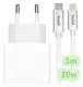Originele Apple 20W USB-C Oplader met Buddi Lightning Kabel 3M Wit