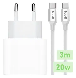 Originele Apple 20W USB-C Oplader met Buddi USB-C Kabel 3M Wit afbeelding