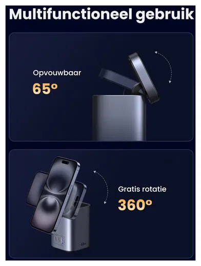 UGREEN Nexode 65W 4-in-1 GaN Qi2 Oplader met MagSafe Opladen 15W afbeelding 6