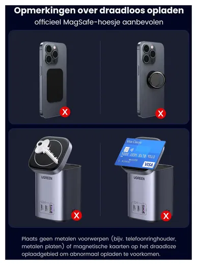UGREEN Nexode 65W 4-in-1 GaN Qi2 Oplader met MagSafe Opladen 15W afbeelding 9
