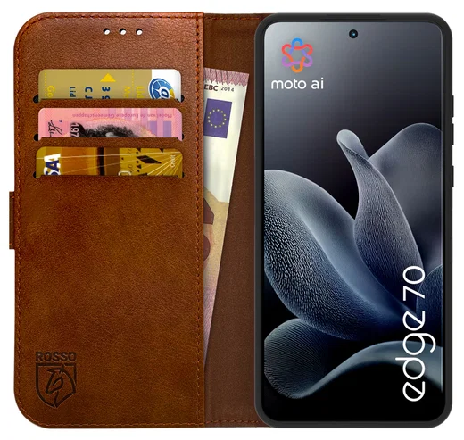 Rosso Element Motorola Edge 70 Hoesje Book Case Wallet Bruin afbeelding 1