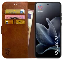 Rosso Element Motorola Edge 70 Hoesje Book Case Wallet Bruin afbeelding