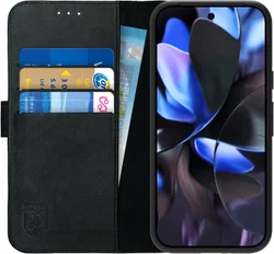 Rosso Deluxe Google Pixel 10a Hoesje Echt Leer Book Case Zwart afbeelding