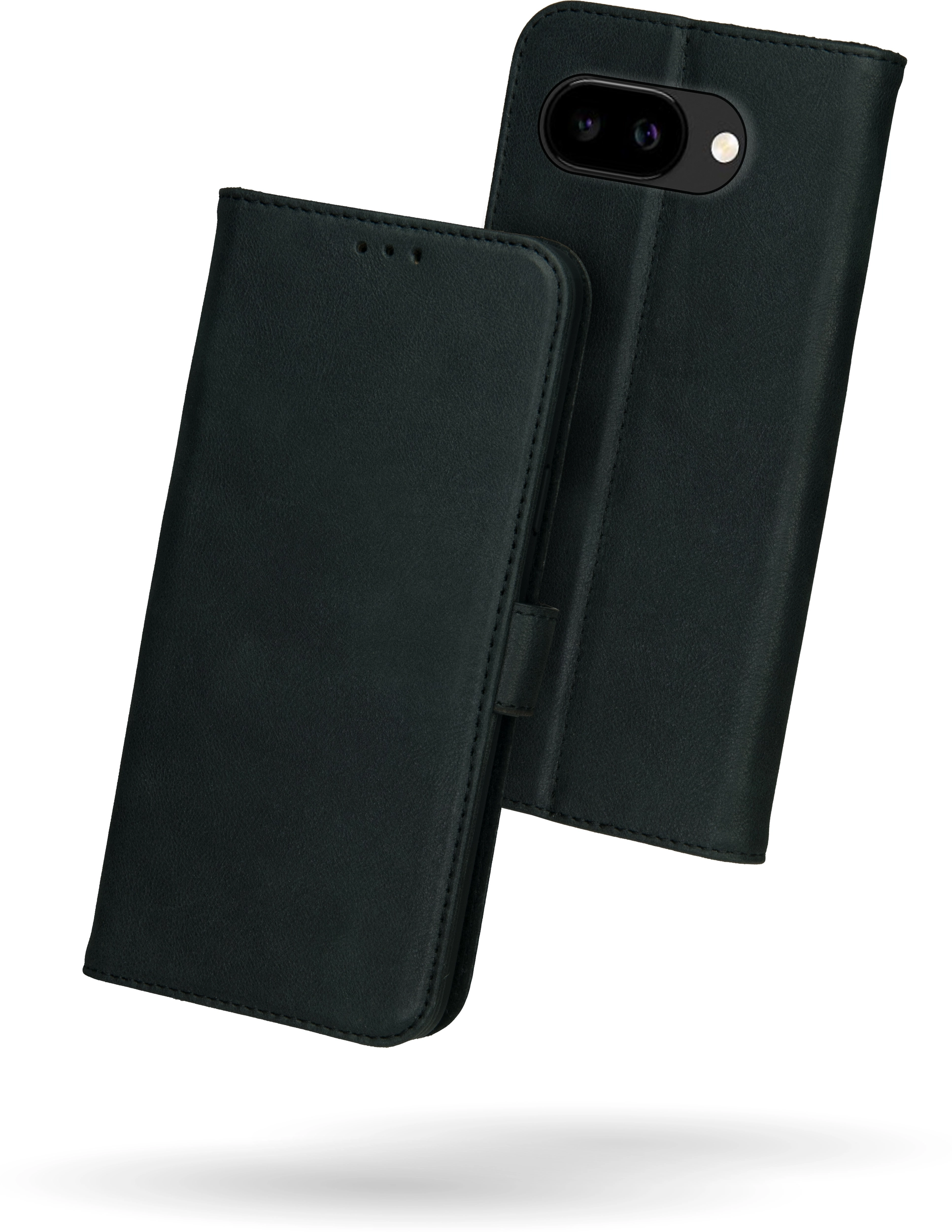 Rosso Deluxe Google Pixel 10a Hoesje Echt Leer Book Case Zwart afbeelding 2