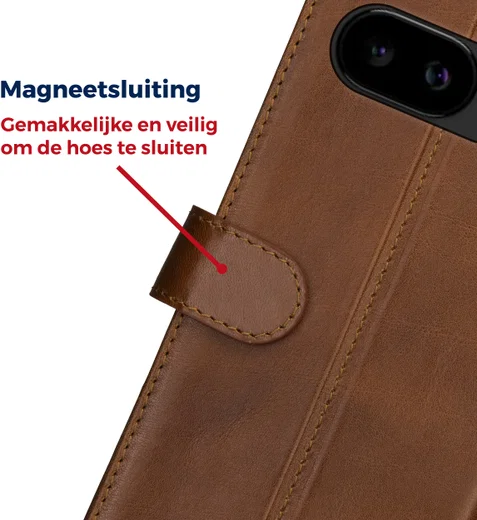 Rosso Deluxe Google Pixel 10a Hoesje Echt Leer Book Case Bruin afbeelding 7