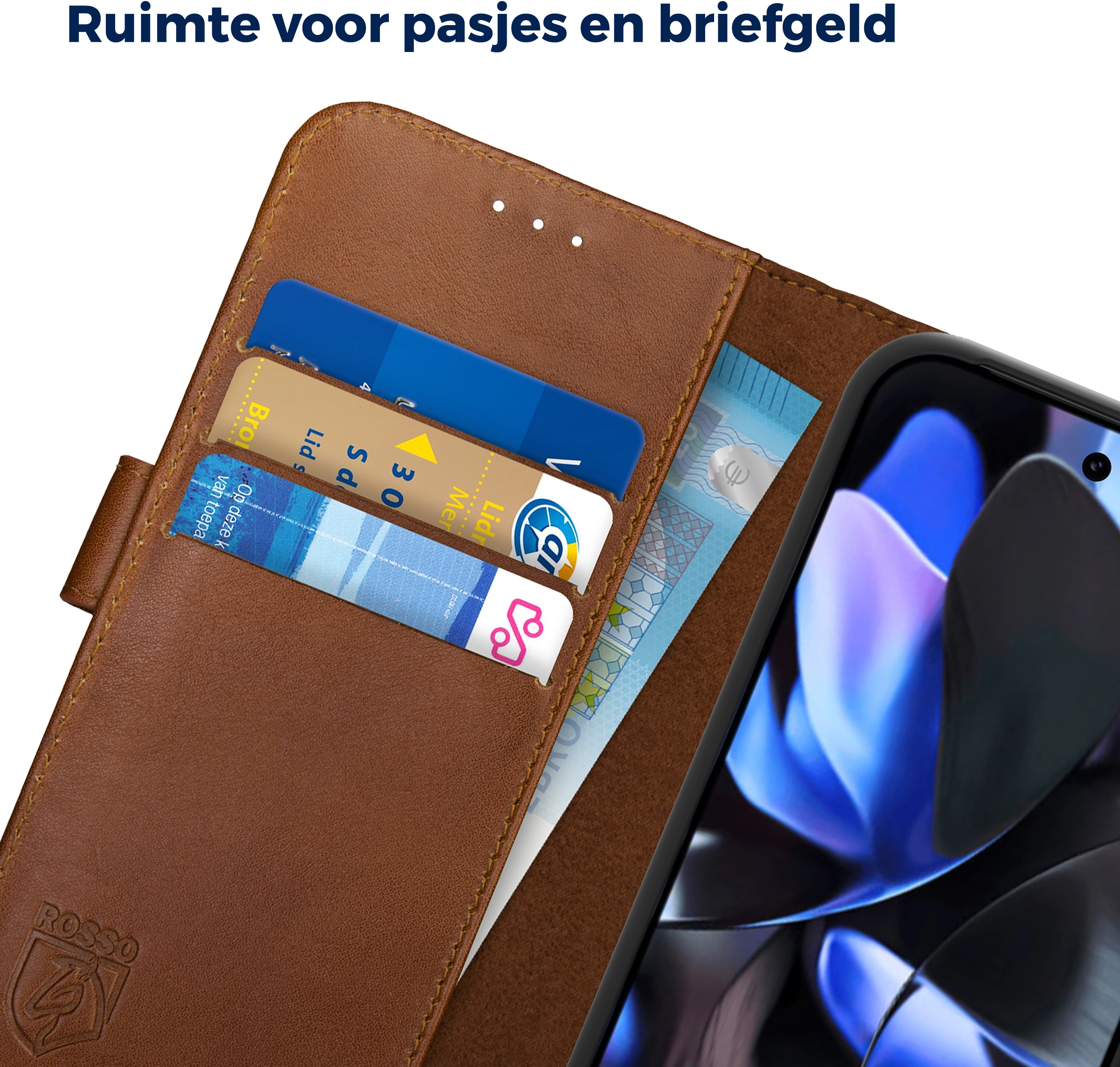 Rosso Deluxe Google Pixel 10a Hoesje Echt Leer Book Case Bruin afbeelding 6