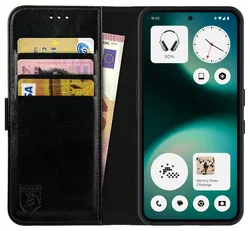 Rosso Element Nothing Phone (3a) Lite Hoesje Book Case Wallet Zwart afbeelding