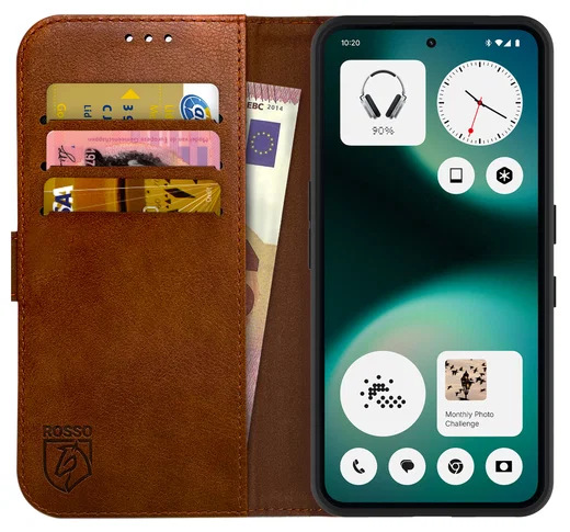 Rosso Element Nothing Phone (3a) Lite Hoesje Book Case Wallet Bruin afbeelding 1