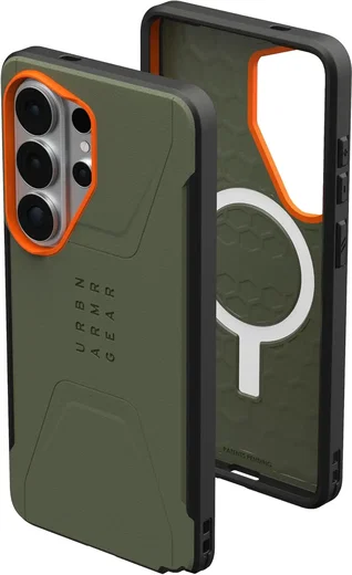 UAG Civilian Samsung Galaxy S26 Ultra Hoesje MagSafe Back Cover Groen Oranje afbeelding 2