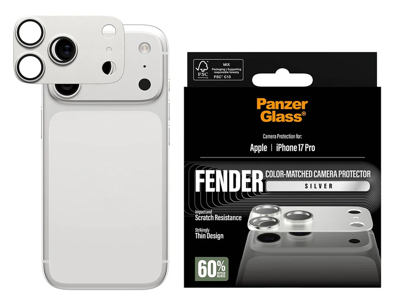PanzerGlass Fender iPhone 17 Pro Camera Lens Protector Tempered Glass Zilver afbeelding 4