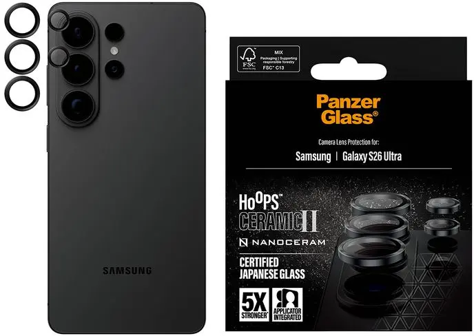 PanzerGlass Hoops Ceramic Samsung Galaxy S26 Ultra Camera Lens Protector Glas afbeelding 3