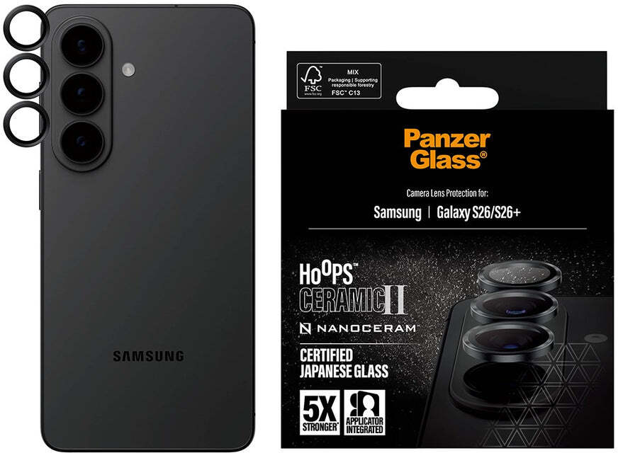 PanzerGlass Hoops Ceramic Samsung Galaxy S26 Camera Lens Protector Glas afbeelding 1