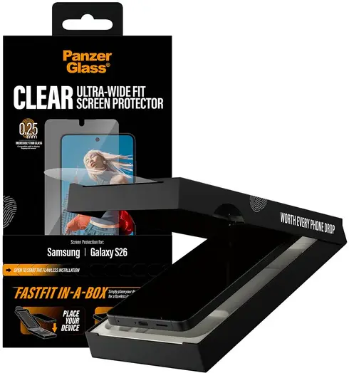 PanzerGlass FastFit Ultra-Wide Samsung S26 Screen Protector Tempered Glass afbeelding 1