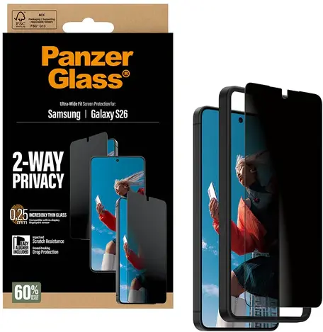 PanzerGlass Ultra-Wide Samsung Galaxy S26 Screen Protector Privacy Glass afbeelding 1