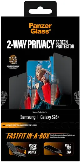 PanzerGlass FastFit Ultra-Wide Samsung S26 Plus Privacy Glass Screen Protector afbeelding 13