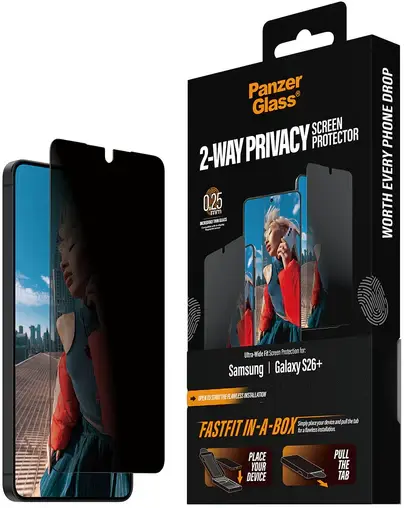 PanzerGlass FastFit Ultra-Wide Samsung S26 Plus Privacy Glass Screen Protector afbeelding 10